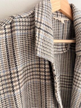 Mystree Plaid Blazer Jacket Coat in Light Blue, Cream & Black
